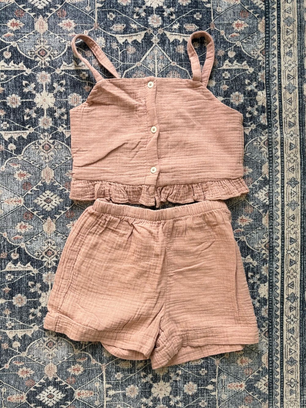 H&M Adorables NWT Girls Gauze Top Shorts Set Taupe Size 6